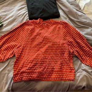 Madewell orange puff sleeve sweater
